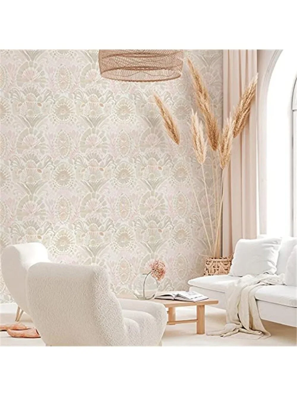 Peel and Stick Bohemian Floral Removable Wallpaper Pink Watercolor Accent Wall